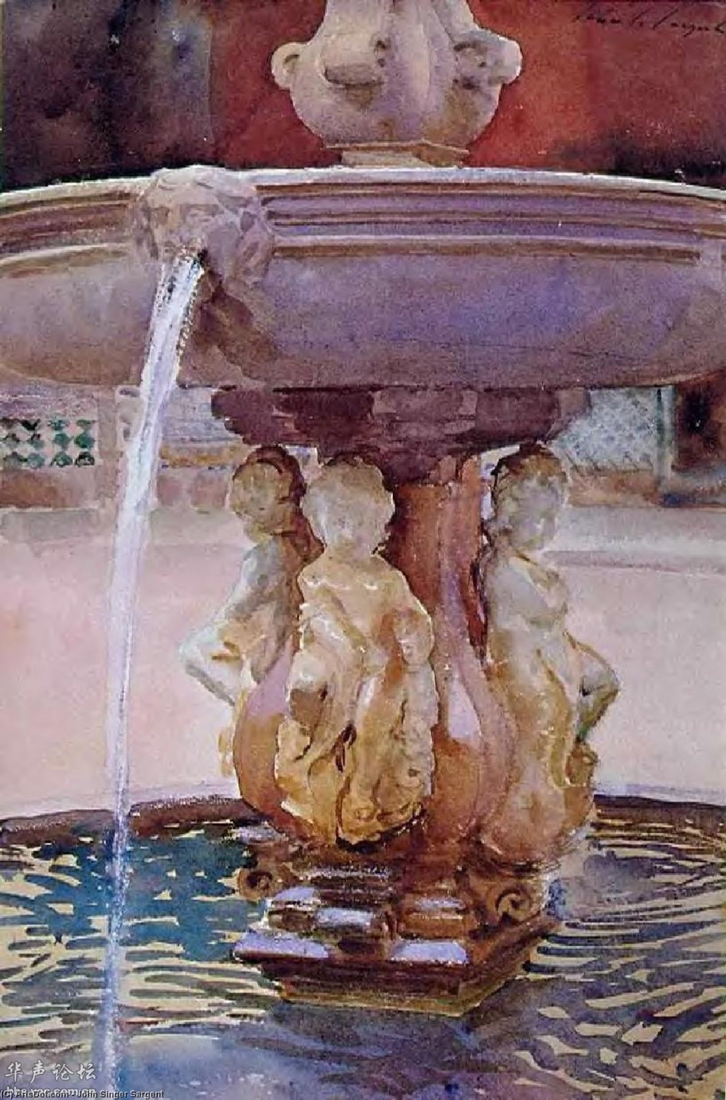 Wikioo.org - The Encyclopedia of Fine Arts - Painting, Artwork by John Singer Sargent - The Spanish Fountain