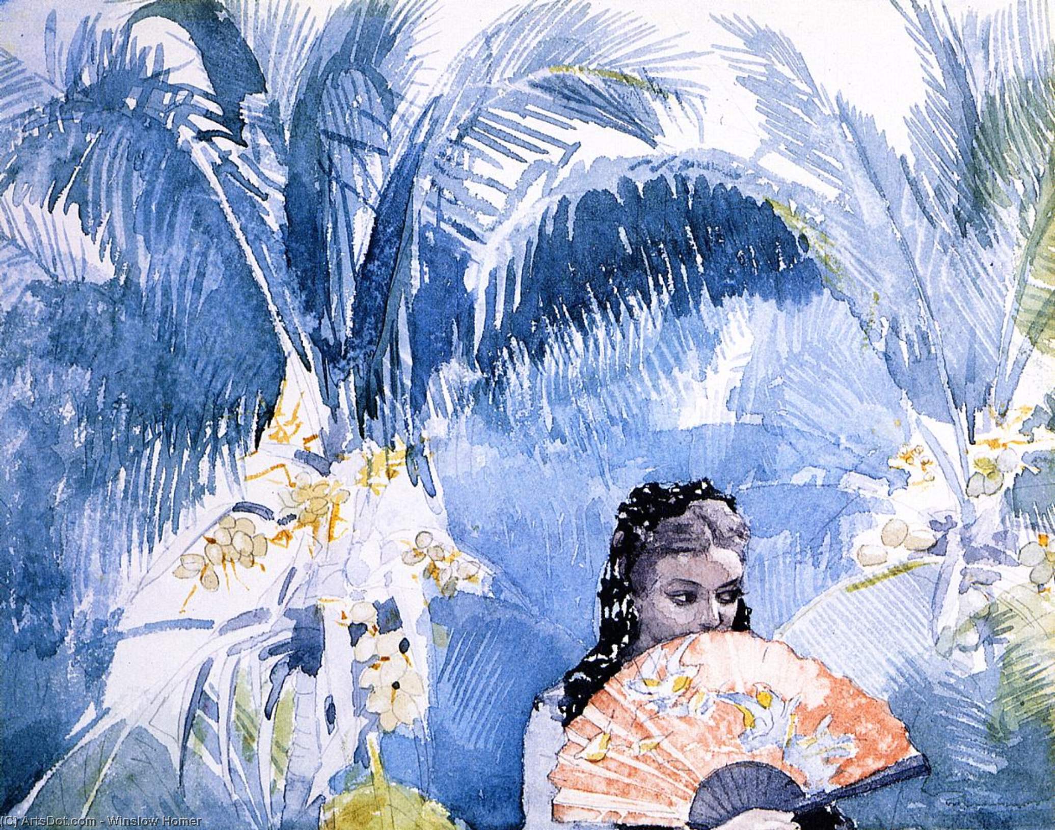 WikiOO.org - Encyclopedia of Fine Arts - Maľba, Artwork Winslow Homer - Spanish Girl with Fan