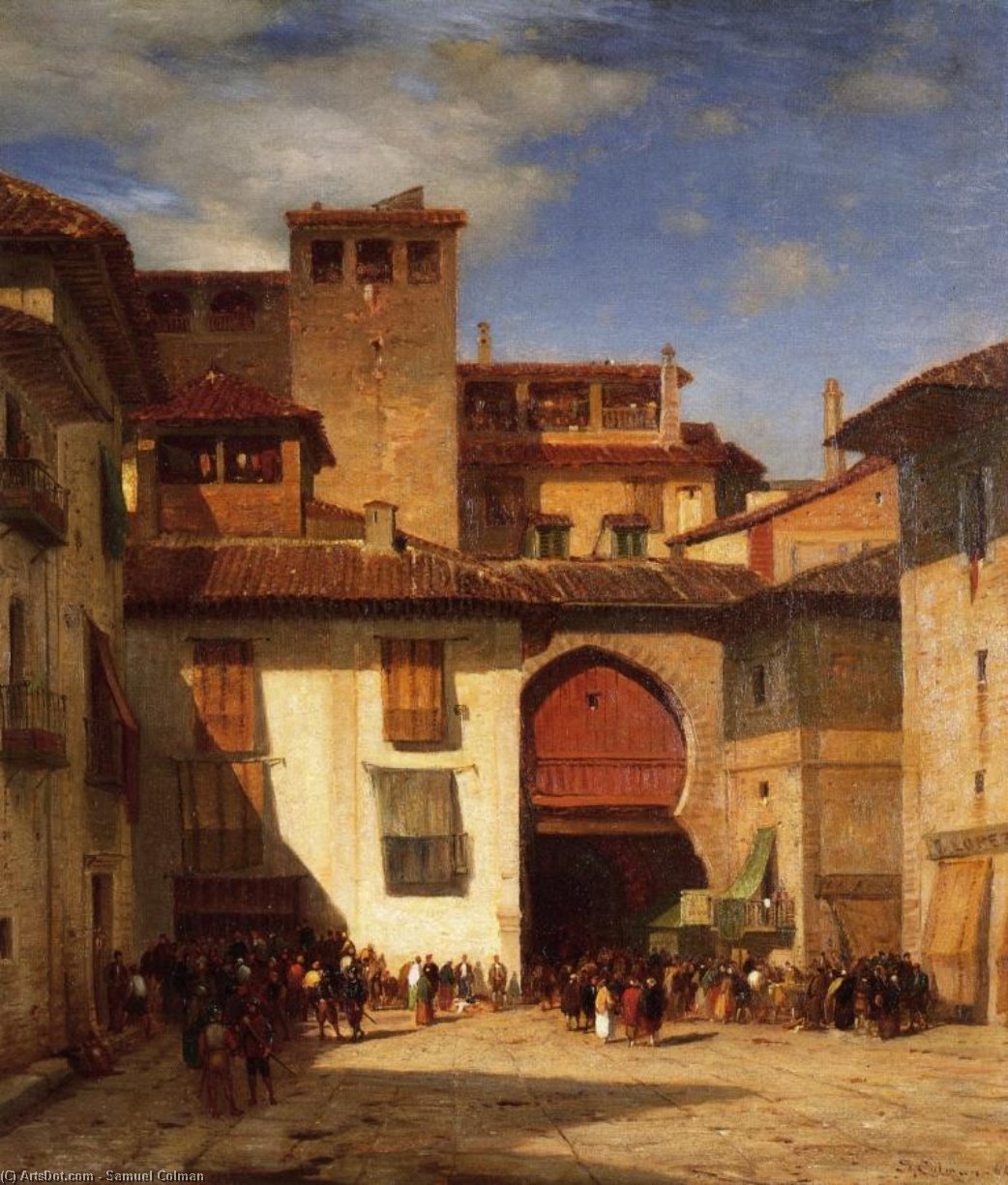 Wikioo.org - The Encyclopedia of Fine Arts - Painting, Artwork by Samuel Colman - Spanish Market Place