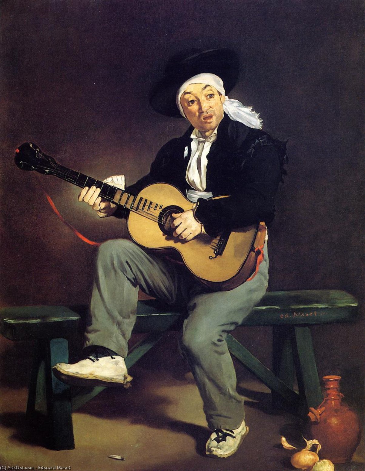 Wikioo.org - The Encyclopedia of Fine Arts - Painting, Artwork by Edouard Manet - The Spanish Singer (also known as Guitarrero)