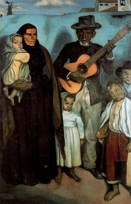 Wikioo.org - The Encyclopedia of Fine Arts - Painting, Artwork by Emile Bernard - Spanish street musician and his family