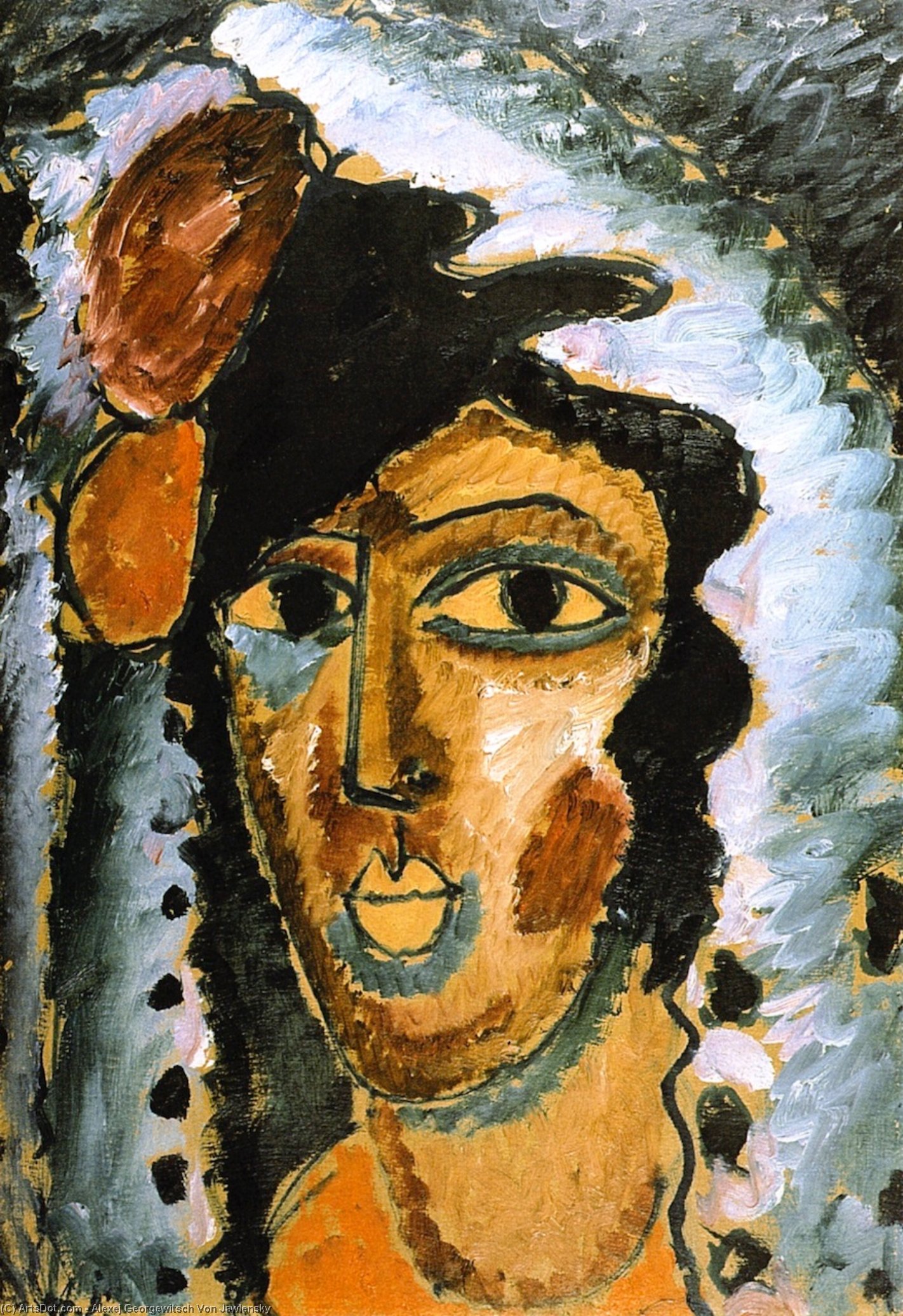 WikiOO.org - Εγκυκλοπαίδεια Καλών Τεχνών - Ζωγραφική, έργα τέχνης Alexej Georgewitsch Von Jawlensky - Spanish Woman with Closed Eyes