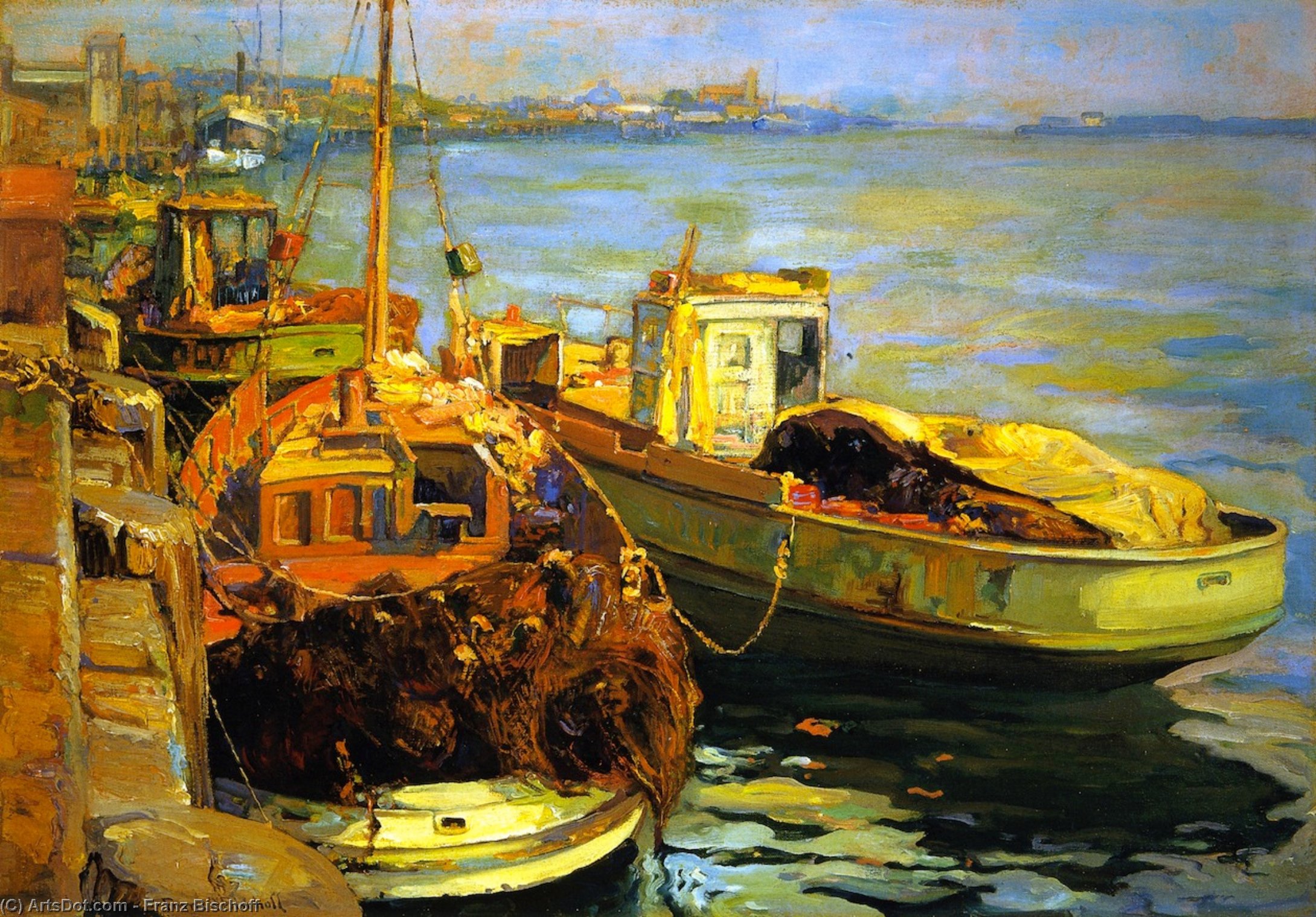 Wikioo.org - The Encyclopedia of Fine Arts - Painting, Artwork by Franz Bischoff - San Pedro Fishing Boats