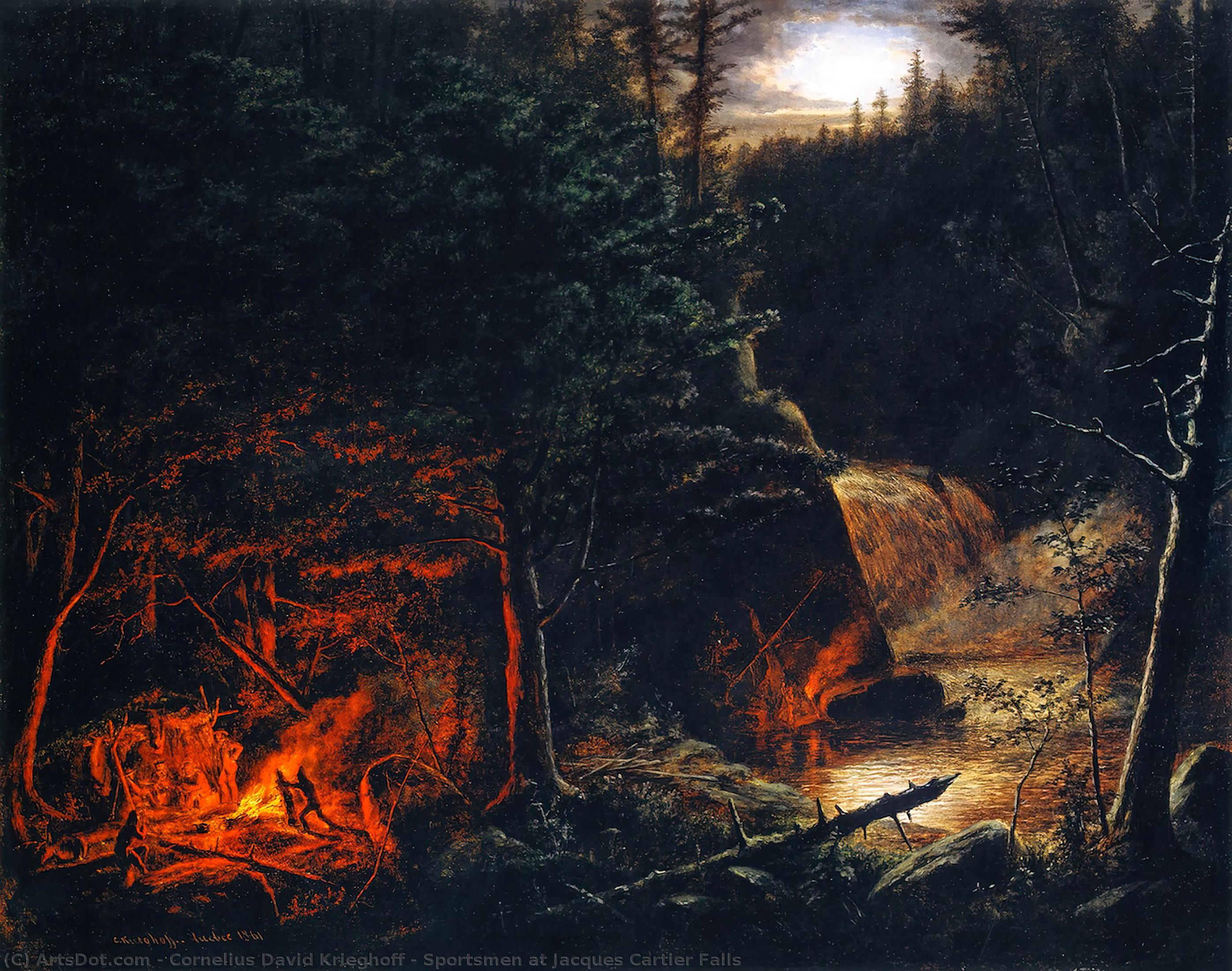 Wikioo.org - The Encyclopedia of Fine Arts - Painting, Artwork by Cornelius David Krieghoff - Sportsmen at Jacques Cartier Falls