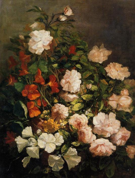 Wikioo.org - สารานุกรมวิจิตรศิลป์ - จิตรกรรม Eugène Louis Boudin - Spray of Flowers