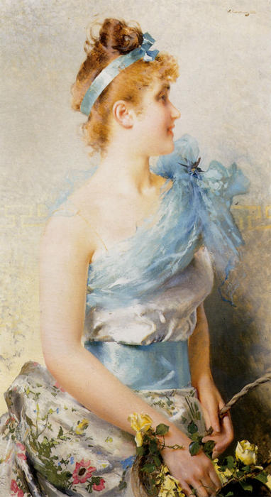 Wikioo.org - The Encyclopedia of Fine Arts - Painting, Artwork by Vittorio Matteo Corcos - A Spring Beauty