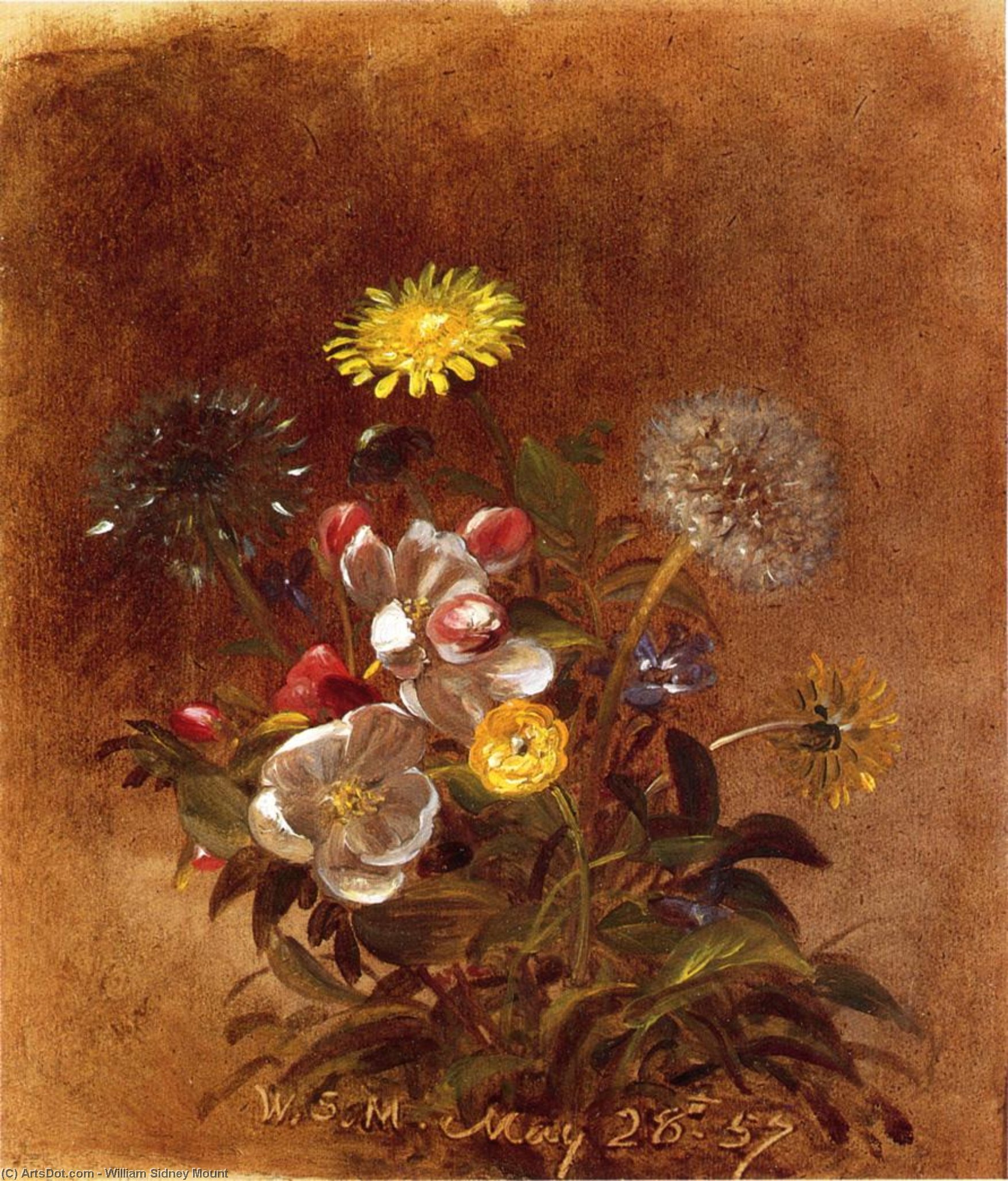 Wikioo.org – La Enciclopedia de las Bellas Artes - Pintura, Obras de arte de William Sidney Mount - primavera ramo de flores
