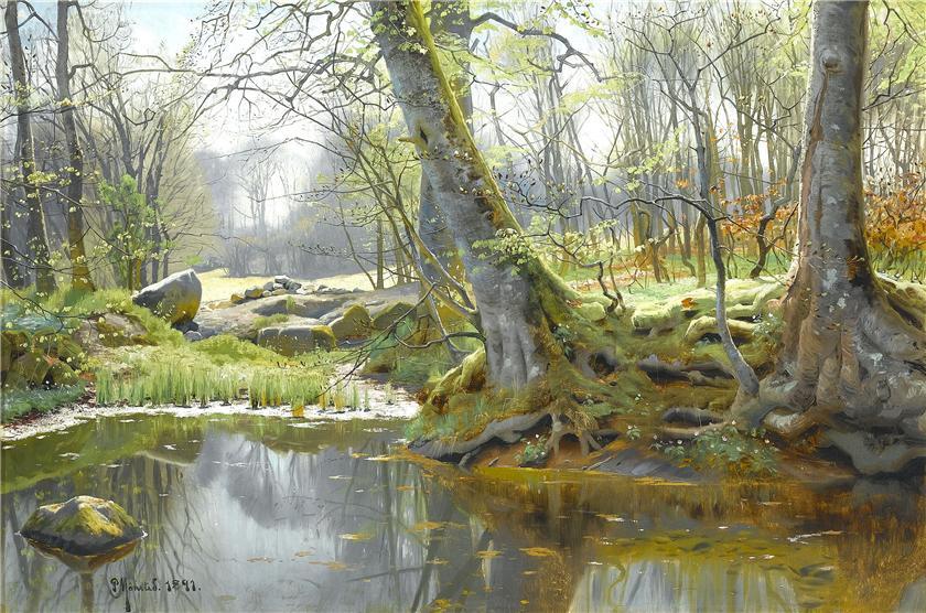 WikiOO.org - Enciclopédia das Belas Artes - Pintura, Arte por Peder Mork Monsted - Spring Forest
