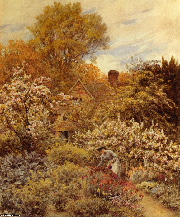 Wikioo.org - The Encyclopedia of Fine Arts - Painting, Artwork by Helen Allingham (Helen Mary Elizabeth Paterson) - A Spring Garden