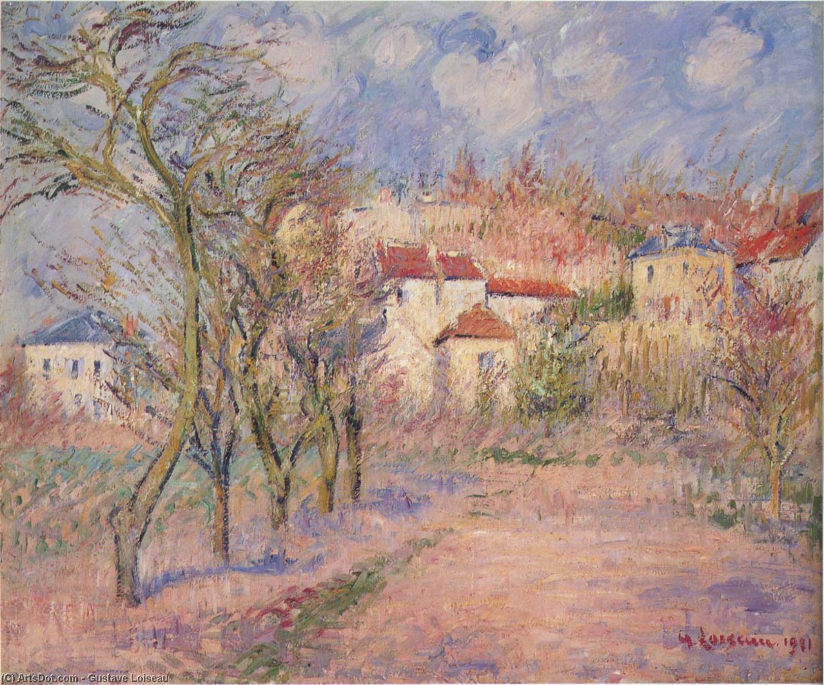 WikiOO.org - Encyclopedia of Fine Arts - Maalaus, taideteos Gustave Loiseau - Spring in Herouville