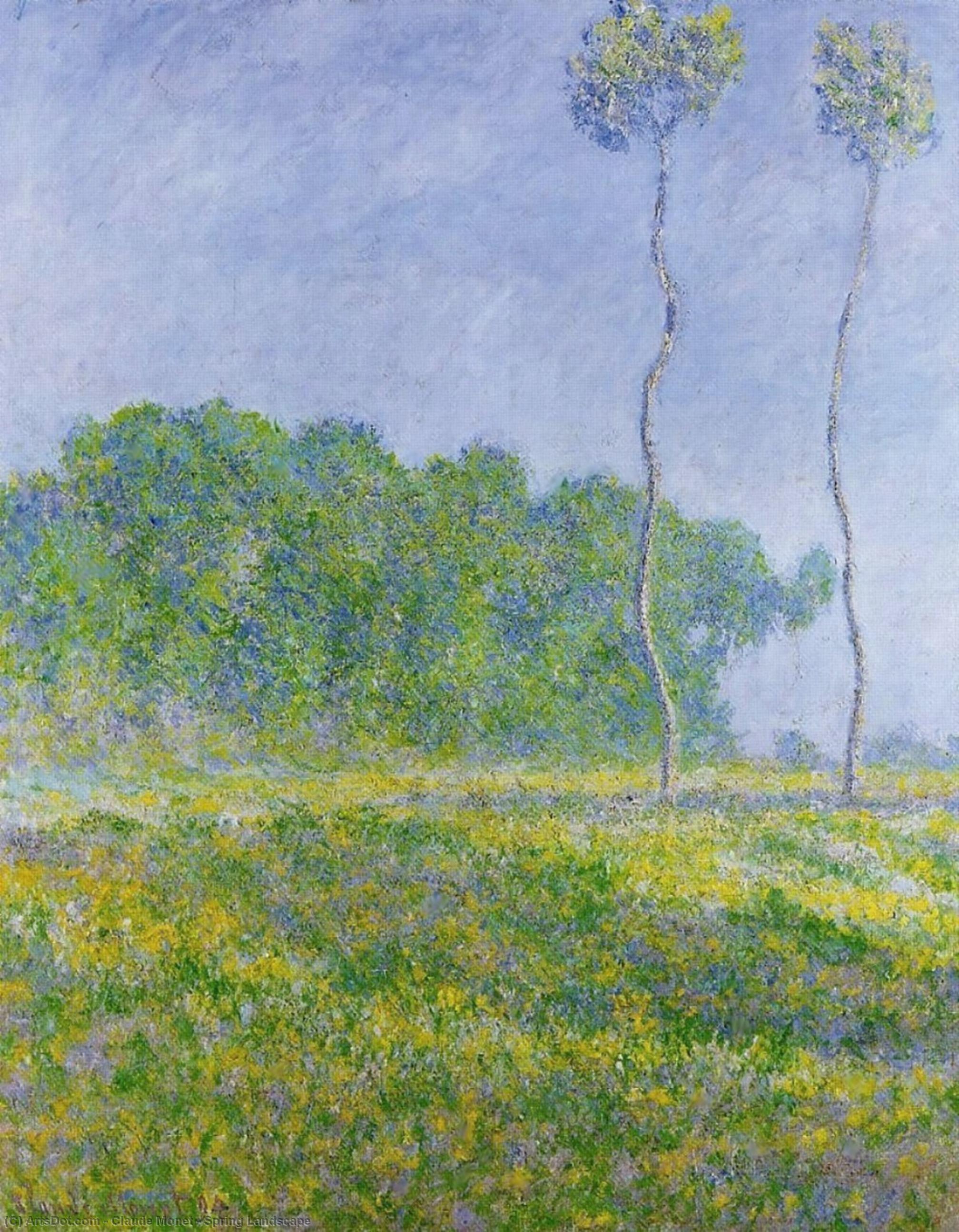 Wikoo.org - موسوعة الفنون الجميلة - اللوحة، العمل الفني Claude Monet - Spring Landscape