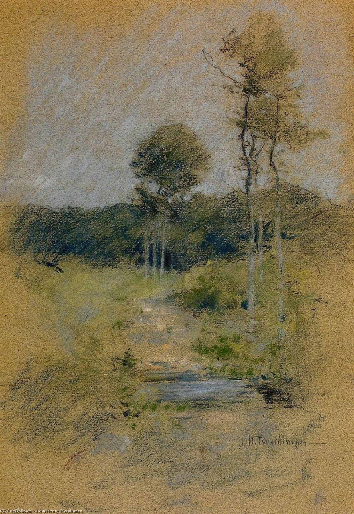 WikiOO.org - Güzel Sanatlar Ansiklopedisi - Resim, Resimler John Henry Twachtman - Spring Landscape (also known as Spring in Marin County)
