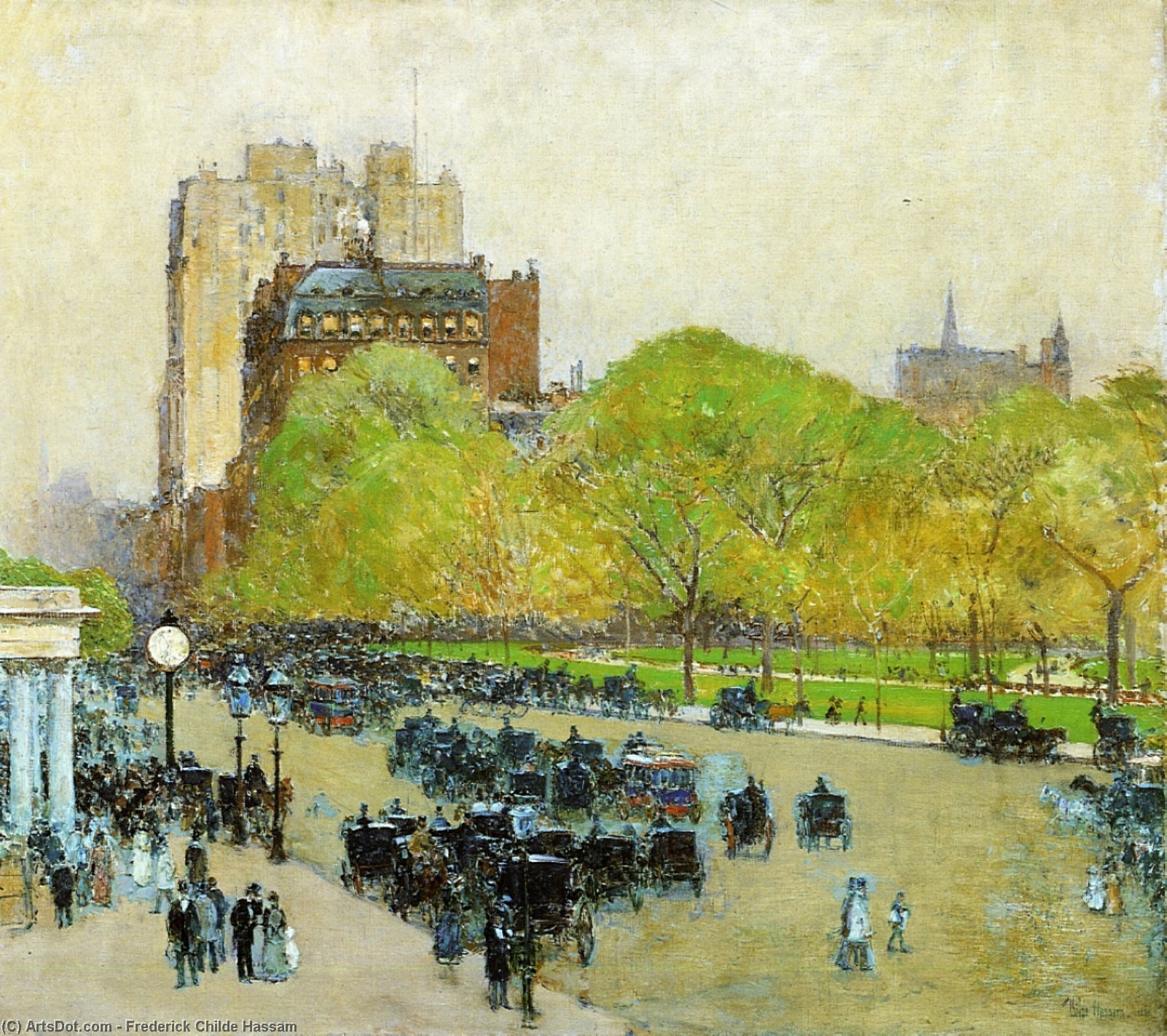 Wikioo.org - The Encyclopedia of Fine Arts - Painting, Artwork by Frederick Childe Hassam - Spring Morning in the Heart of the City (also known as Madison Square, New York)