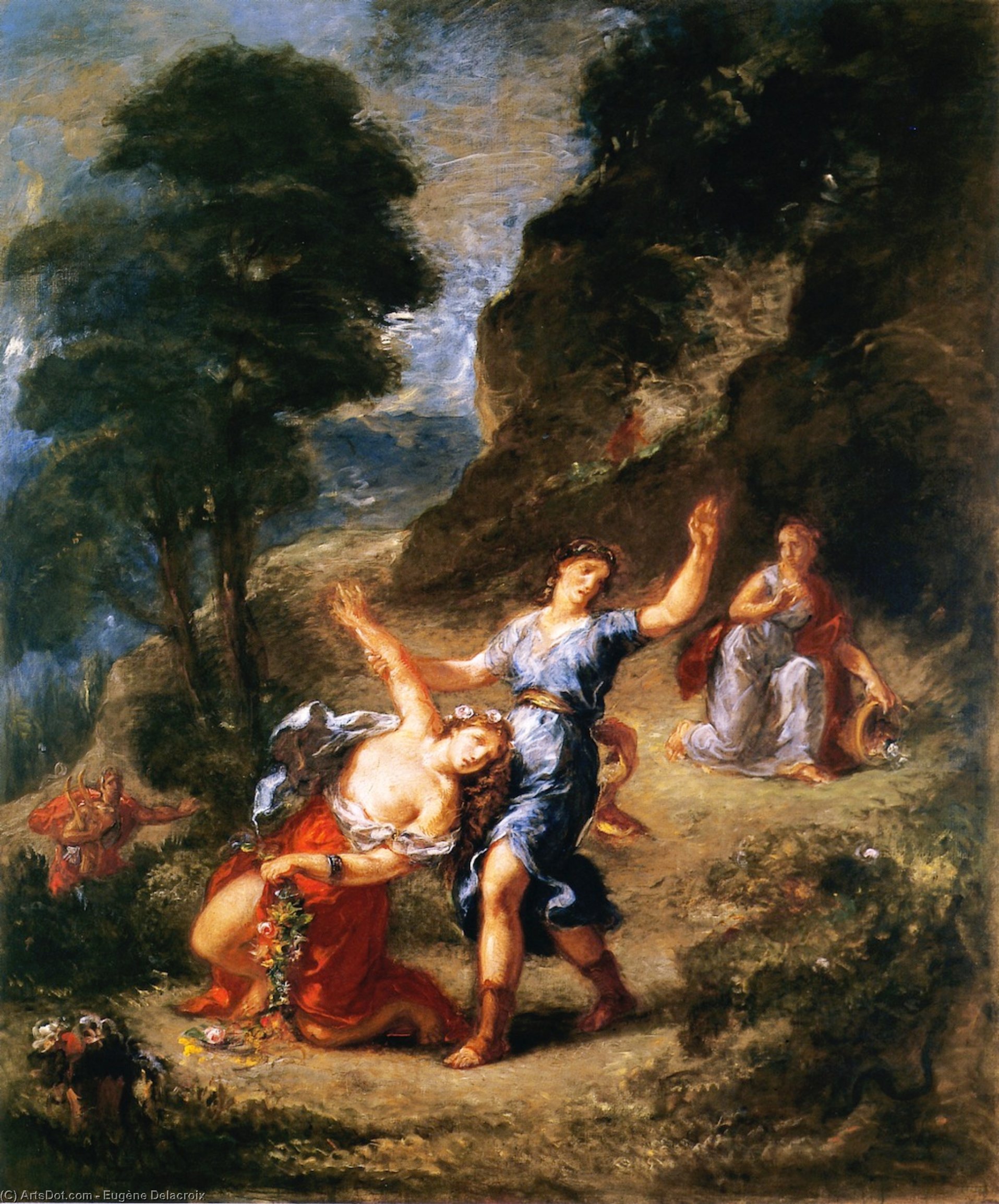 Wikioo.org - Bách khoa toàn thư về mỹ thuật - Vẽ tranh, Tác phẩm nghệ thuật Eugène Delacroix - Spring - Orpheus and Eurydice