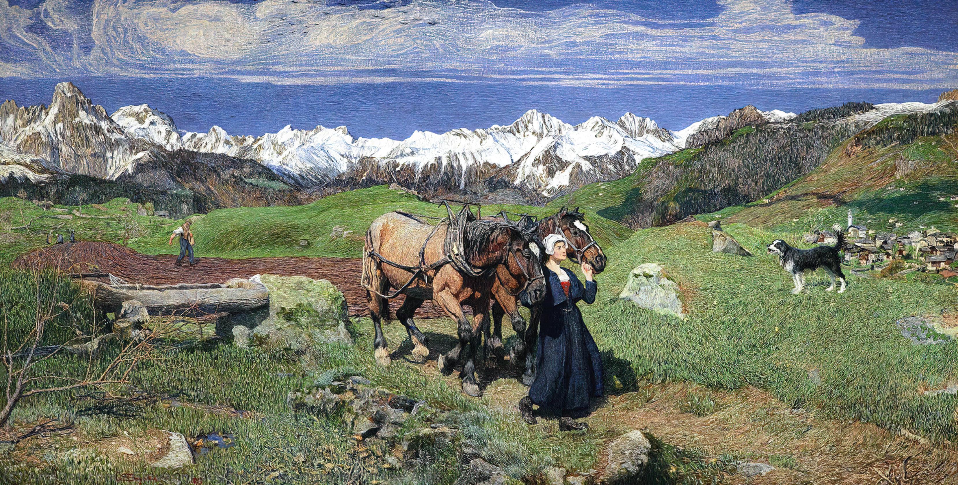 Wikioo.org – La Enciclopedia de las Bellas Artes - Pintura, Obras de arte de Giovanni Segantini - Primavera para  el  Alpes