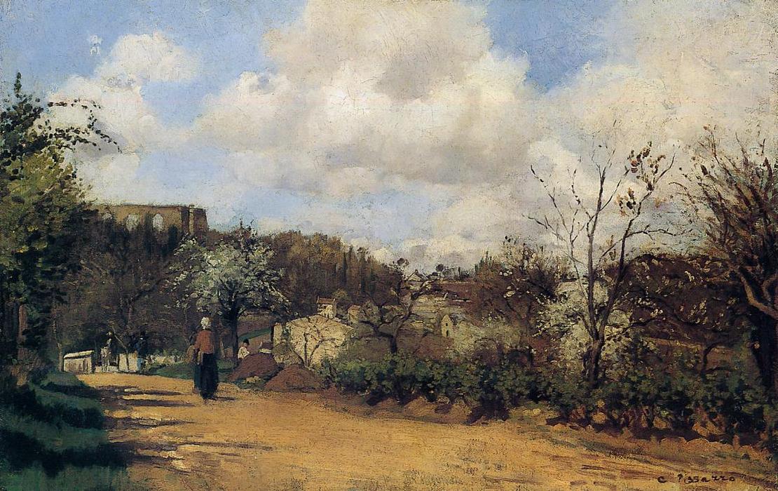 Wikioo.org - The Encyclopedia of Fine Arts - Painting, Artwork by Camille Pissarro - Springtime in Louveciennes