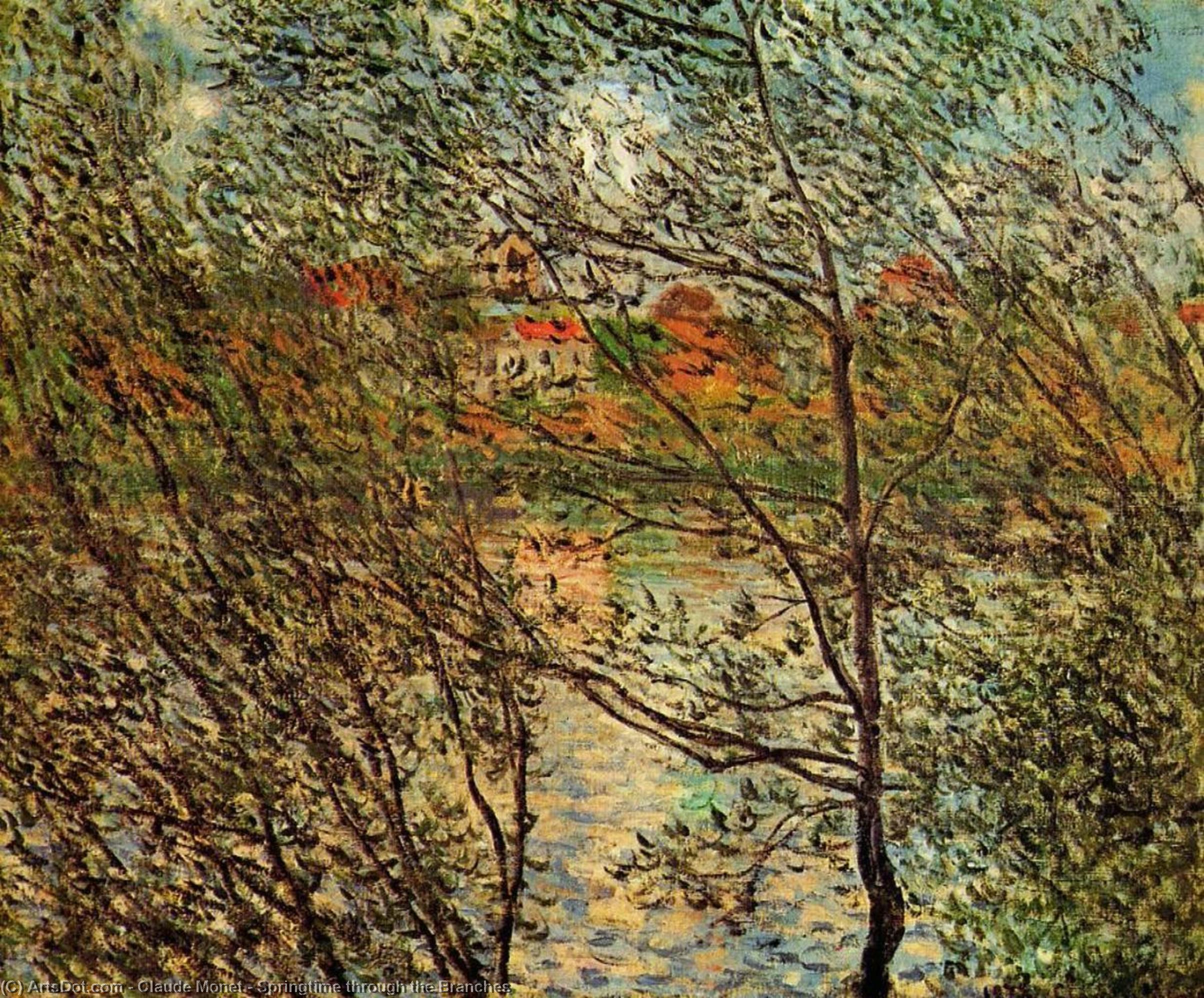 Wikioo.org - The Encyclopedia of Fine Arts - Painting, Artwork by Claude Monet - Springtime through the Branches