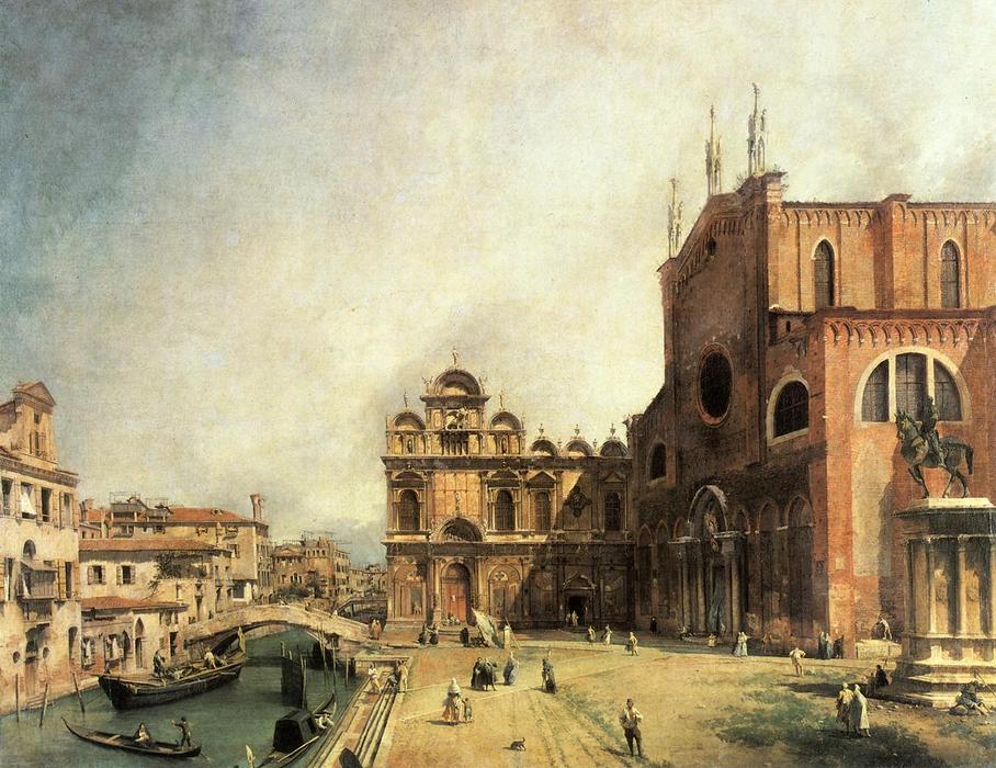 Wikioo.org - The Encyclopedia of Fine Arts - Painting, Artwork by Giovanni Antonio Canal (Canaletto) - SS. Giovanni e Paulo and the Scuola de San Marco