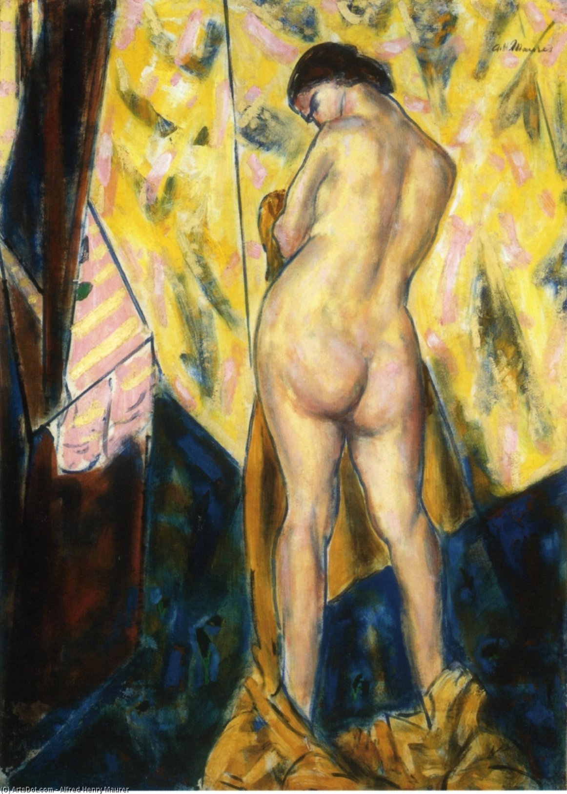 Wikioo.org - Bách khoa toàn thư về mỹ thuật - Vẽ tranh, Tác phẩm nghệ thuật Alfred Henry Maurer - Standing Female Nude