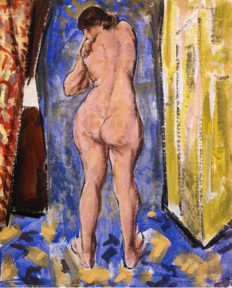 Wikioo.org - Bách khoa toàn thư về mỹ thuật - Vẽ tranh, Tác phẩm nghệ thuật Alfred Henry Maurer - Standing Female Nude