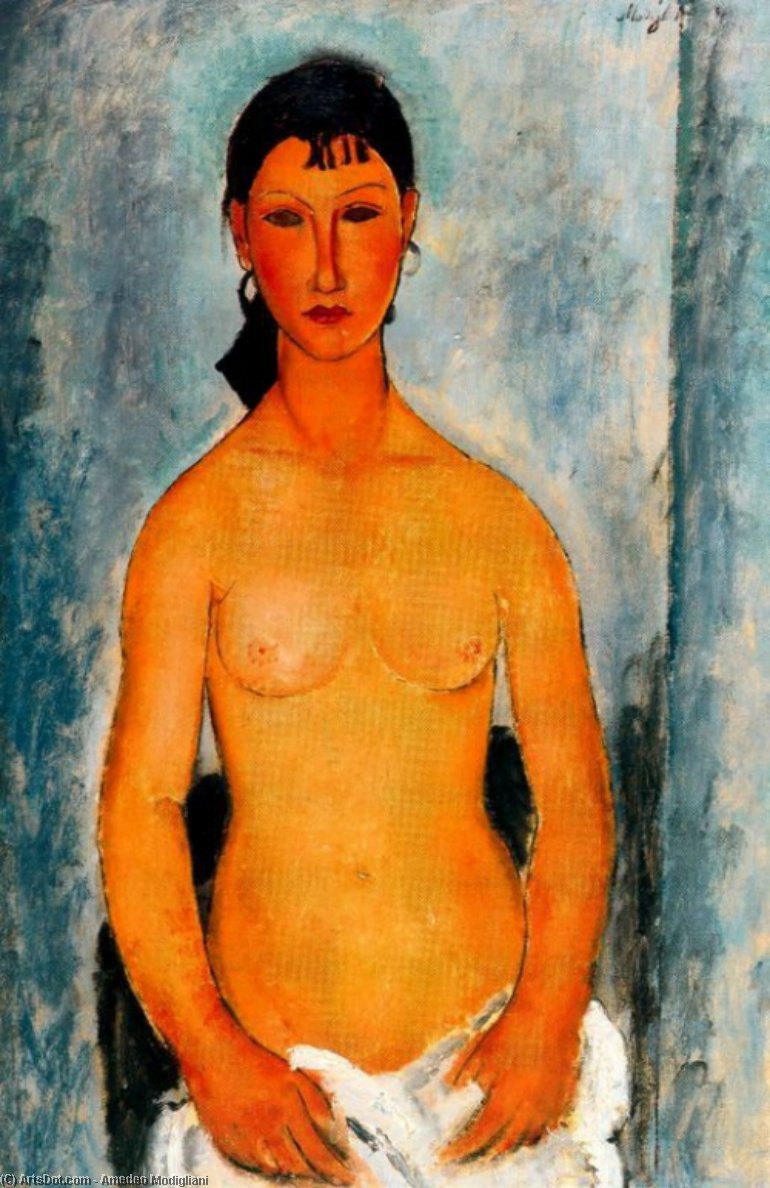 WikiOO.org - Encyclopedia of Fine Arts - Maalaus, taideteos Amedeo Modigliani - Standing Nude (also known as Elvira)