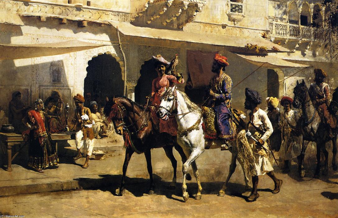 Wikioo.org - The Encyclopedia of Fine Arts - Painting, Artwork by Edwin Lord Weeks - Start for the Hunt at Gwalior