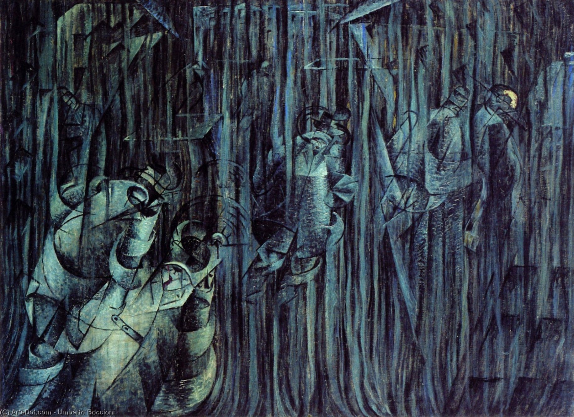 Wikioo.org - The Encyclopedia of Fine Arts - Painting, Artwork by Umberto Boccioni - States of Mind II - Those Who Go