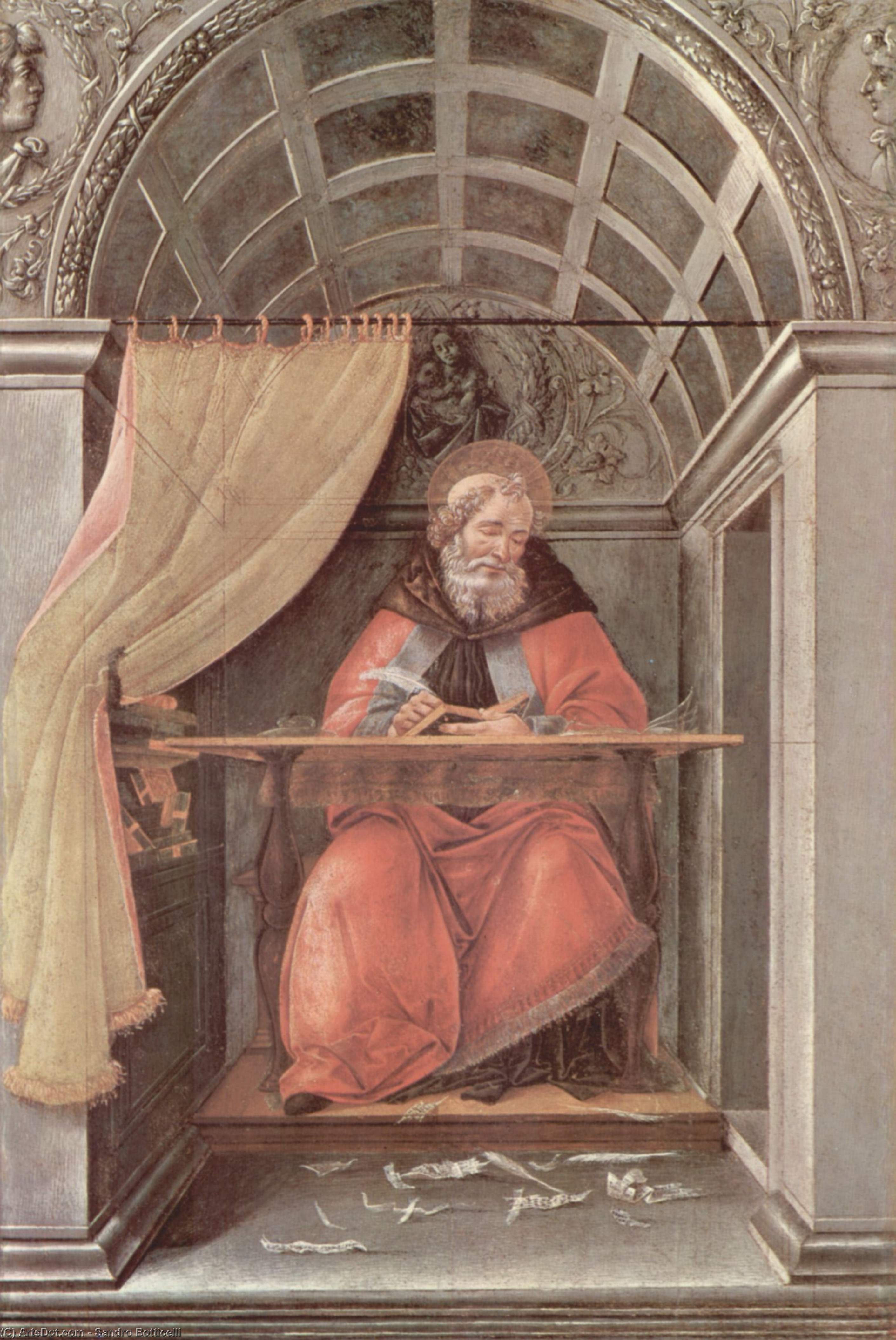 Wikoo.org - موسوعة الفنون الجميلة - اللوحة، العمل الفني Sandro Botticelli - St. Augustine in his cell