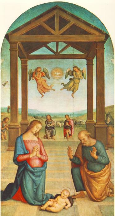 Wikioo.org – L'Encyclopédie des Beaux Arts - Peinture, Oeuvre de Vannucci Pietro (Le Perugin) - St Augustin Polyptyque: Le Presepio