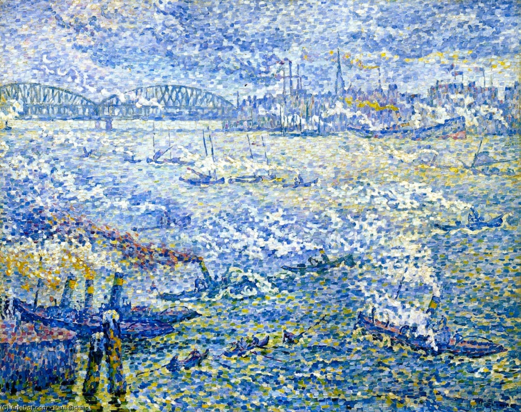 Wikioo.org - The Encyclopedia of Fine Arts - Painting, Artwork by Paul Signac - Steamboats, Rotterdam