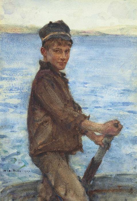 Wikioo.org - The Encyclopedia of Fine Arts - Painting, Artwork by Henry Scott Tuke - Steering the Punt