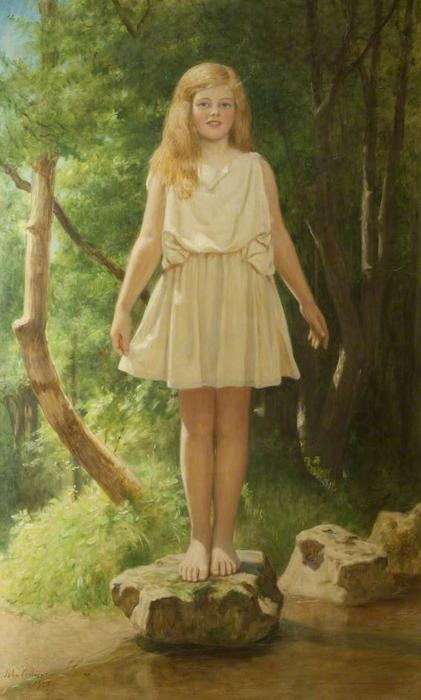 Wikioo.org - The Encyclopedia of Fine Arts - Painting, Artwork by John Maler Collier - Stepping Stones: Pamela