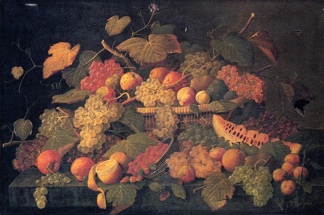 Wikioo.org - The Encyclopedia of Fine Arts - Painting, Artwork by Severin Roesen - Still Life: An Abundance of Fruit
