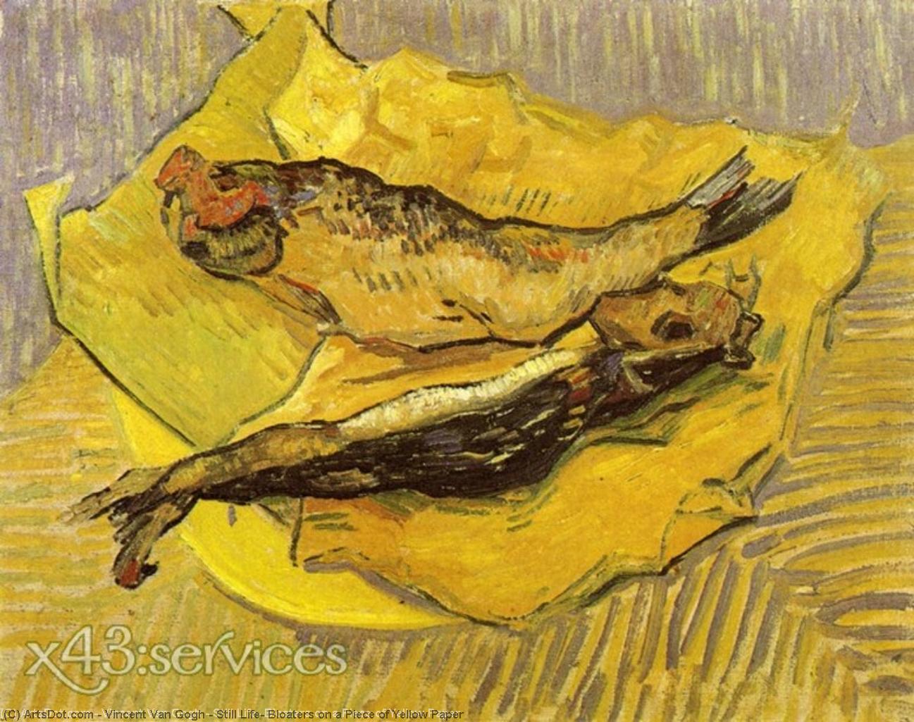 Wikioo.org - The Encyclopedia of Fine Arts - Painting, Artwork by Vincent Van Gogh - Still Life: Bloaters on a Piece of Yellow Paper