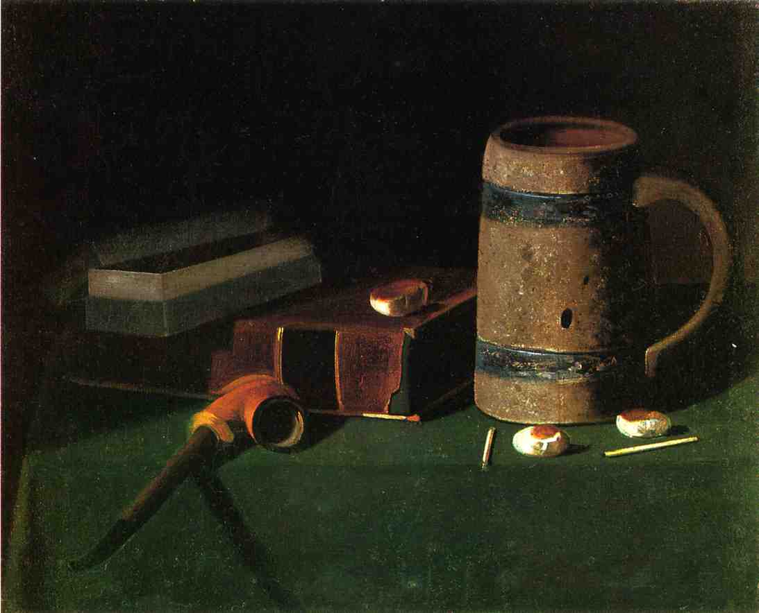 Wikioo.org - The Encyclopedia of Fine Arts - Painting, Artwork by John Frederick Peto - Still Life: Book and Mug