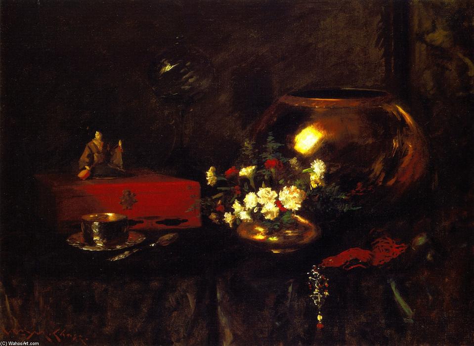 Wikioo.org - The Encyclopedia of Fine Arts - Painting, Artwork by William Merritt Chase - Still LIfe - Brass Bowl