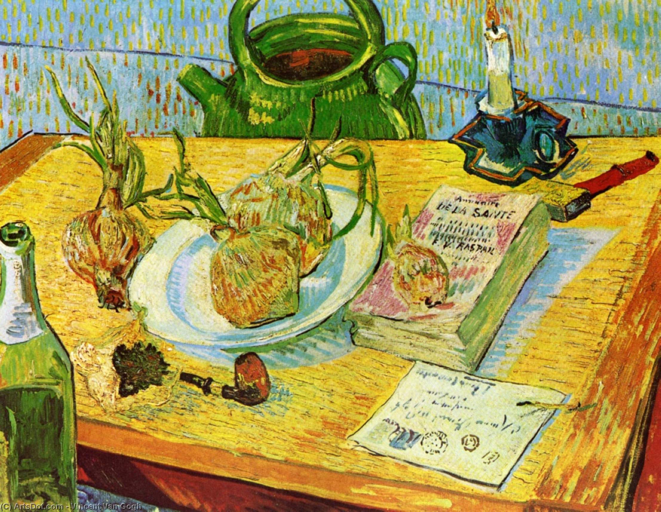 WikiOO.org - 百科事典 - 絵画、アートワーク Vincent Van Gogh - まだ life : 製図板 , パイプ , 玉葱 そして、シーリング ワックス