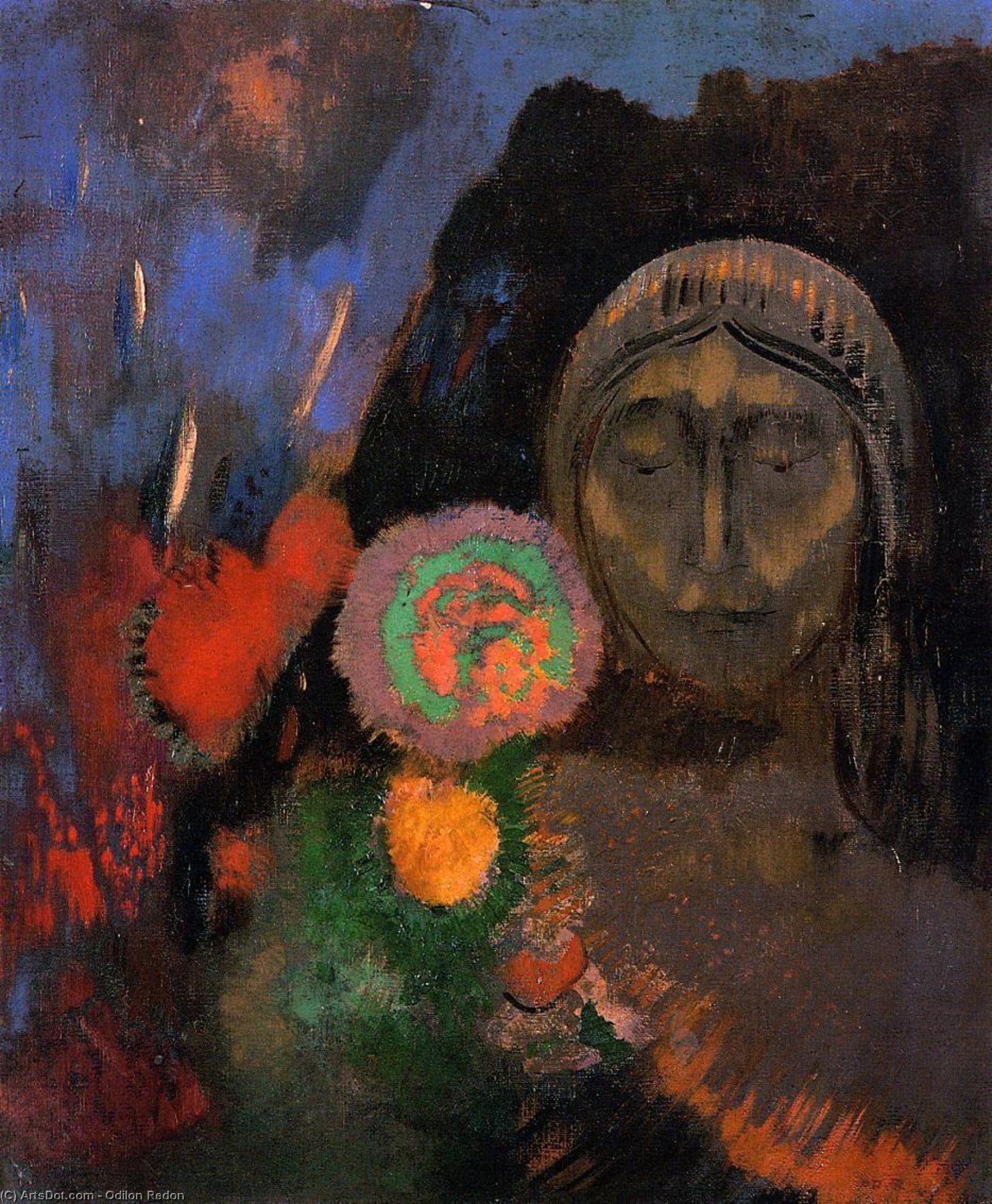 WikiOO.org - Encyclopedia of Fine Arts - Lukisan, Artwork Odilon Redon - Still Life: The Dream
