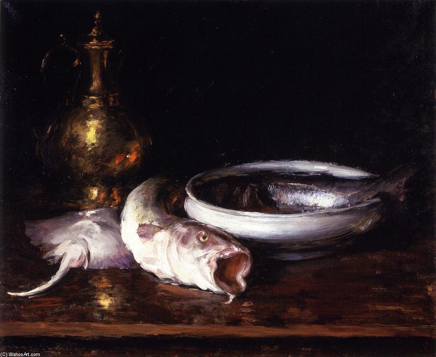 Wikioo.org - The Encyclopedia of Fine Arts - Painting, Artwork by William Merritt Chase - Still Life: Fish (also known as Still LIfe with Fish)
