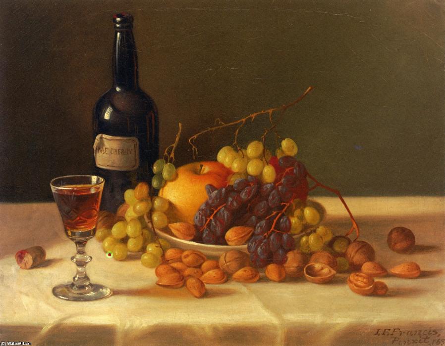 Wikioo.org - The Encyclopedia of Fine Arts - Painting, Artwork by John F Francis - Still Life: Fruit and Wine Glass