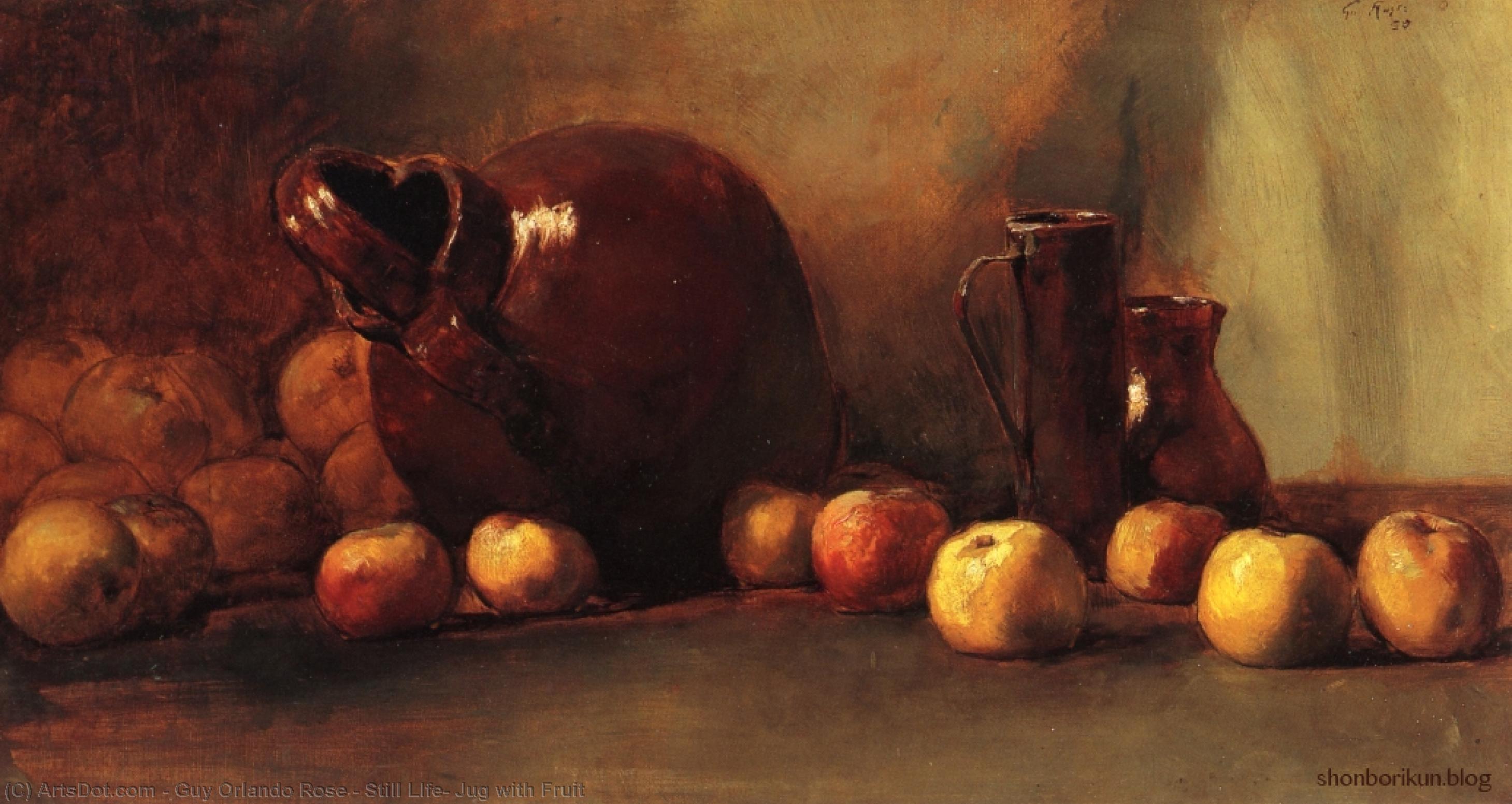 WikiOO.org - Enciclopedia of Fine Arts - Pictura, lucrări de artă Guy Orlando Rose - Still LIfe: Jug with Fruit