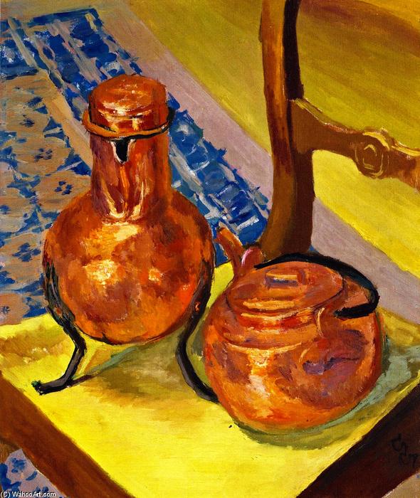 Wikioo.org - The Encyclopedia of Fine Arts - Painting, Artwork by Giovanni Giacometti - Still LIfe of Copper on a Chair
