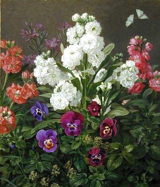 Wikioo.org - The Encyclopedia of Fine Arts - Painting, Artwork by Otto Didrik Ottesen - Still life of Phlox and Pansies
