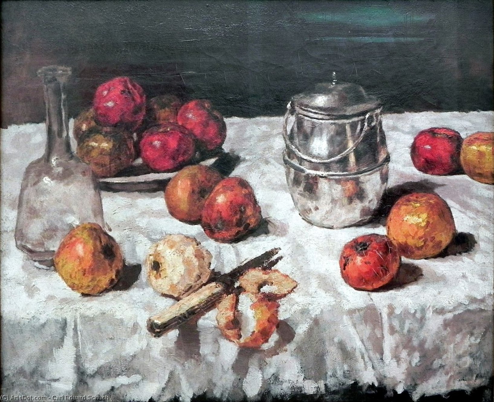 Wikioo.org - Die Enzyklopädie bildender Kunst - Malerei, Kunstwerk von Carl Eduard Schuch - still leben mit äpfeln