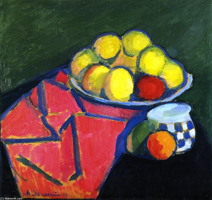 Wikioo.org - The Encyclopedia of Fine Arts - Painting, Artwork by Alexej Georgewitsch Von Jawlensky - Still LIfe with Apples