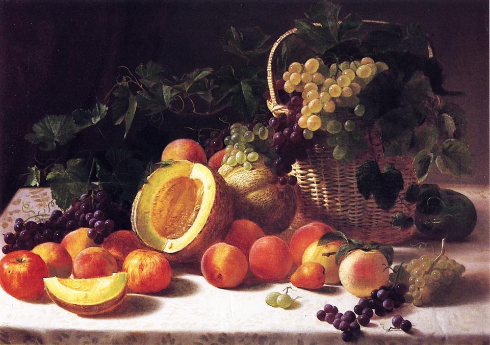 Wikioo.org - The Encyclopedia of Fine Arts - Painting, Artwork by George Hetzel - Still Life with Basket of Grapes