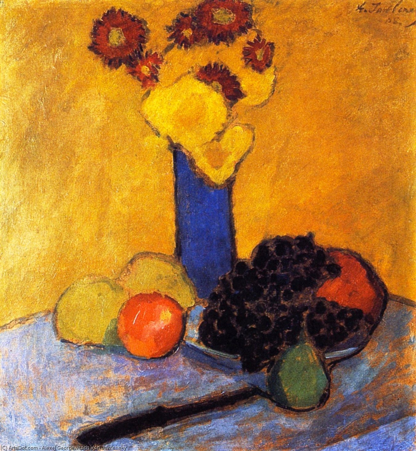 Wikioo.org - The Encyclopedia of Fine Arts - Painting, Artwork by Alexej Georgewitsch Von Jawlensky - Still Life with Blue Vase