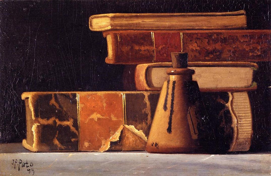 Wikioo.org - The Encyclopedia of Fine Arts - Painting, Artwork by John Frederick Peto - Still Life with Books and Inkwell