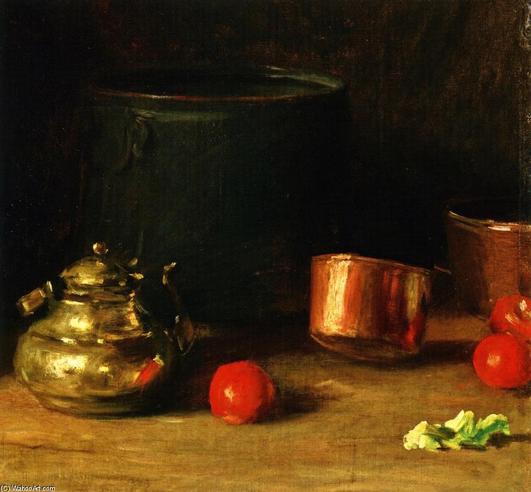 Wikioo.org - The Encyclopedia of Fine Arts - Painting, Artwork by William Merritt Chase - Still LIfe with Brass Kettle