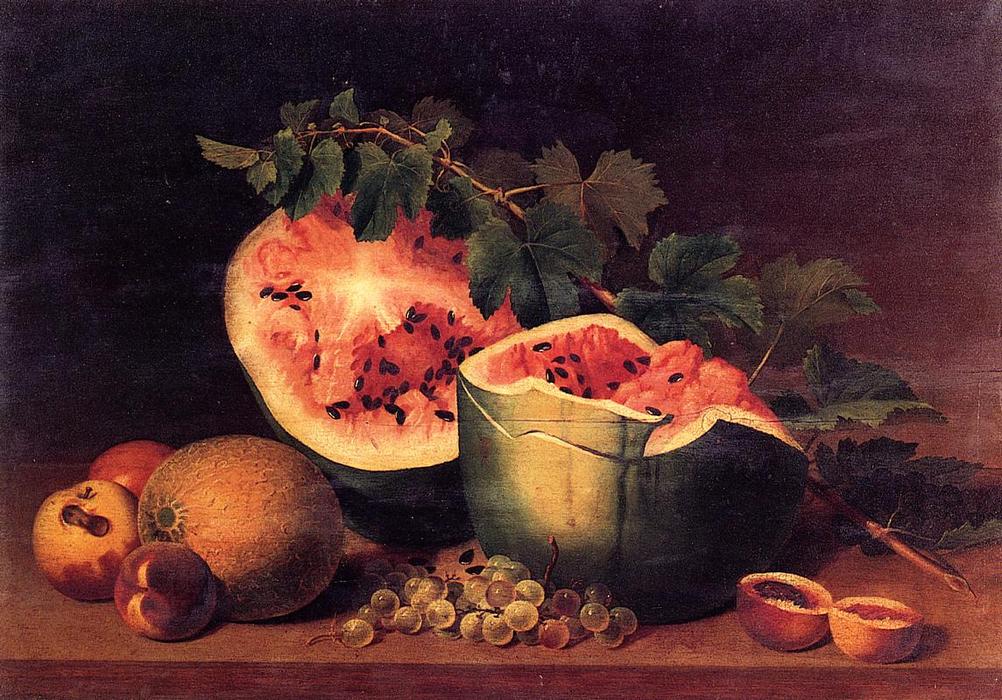 WikiOO.org - Enciclopédia das Belas Artes - Pintura, Arte por James Peale - Still Life with Broken Watermelon